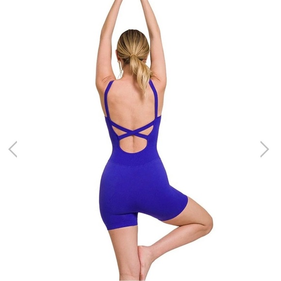 Zenana Sports Romper Size L/XL Bright Blue - Picture 3 of 4